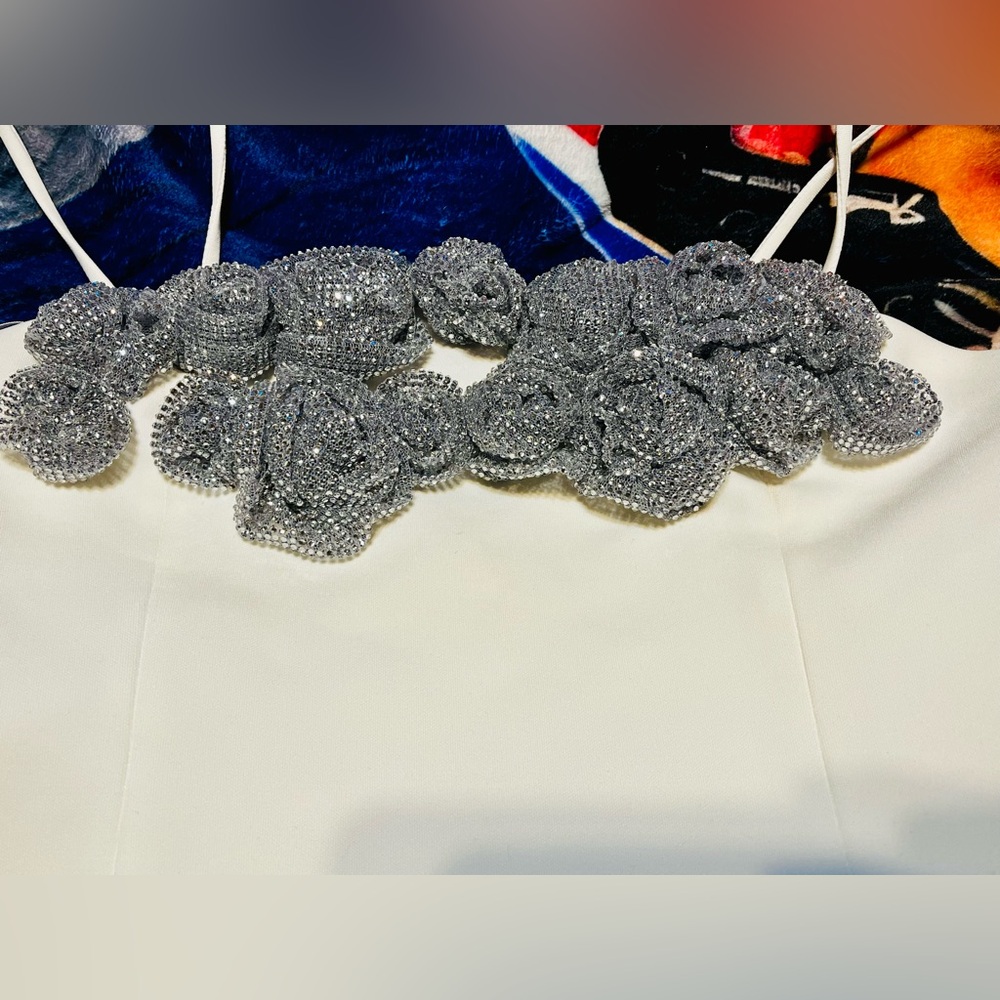 Zara Black and White Formal Top with Embellishments - Picture 6 of 16